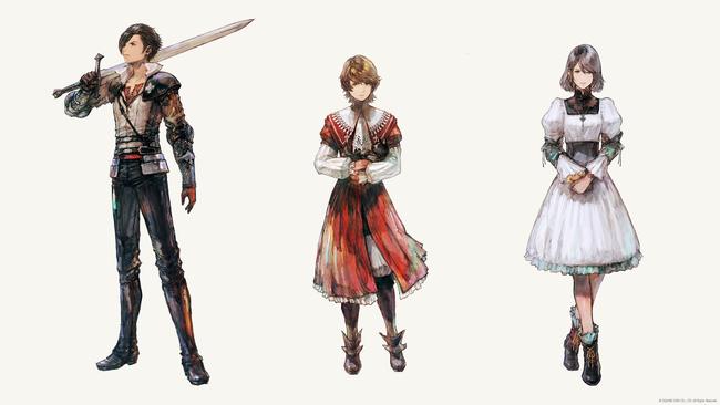 Artwork of Clive, Joshua, and Jill, three of FF16's main characters.