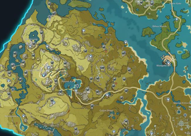 Locations for Qingxin ascension materials in Qingyun Peak, Mt. Hulao, and Mt. Aocang.