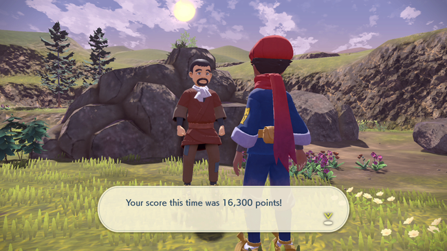 Winning the Ball Tossing mini game in Pokemon Legends Arceus.