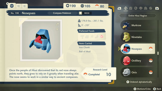 Nosepass, one of the Pokemon that can be evolved by visiting a specific location.