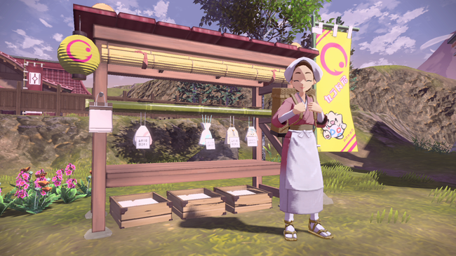 Simona, the shopkeeper at the Item Exchange, where you can spend your MP in Pokemon Legends Arceus.