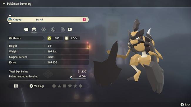 A lovely new Kleavor, one of the new Pokemon in Legends Arceus.
