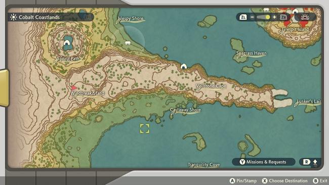 Hisuian Growlithe's spawn location, as marked on the in-game map.