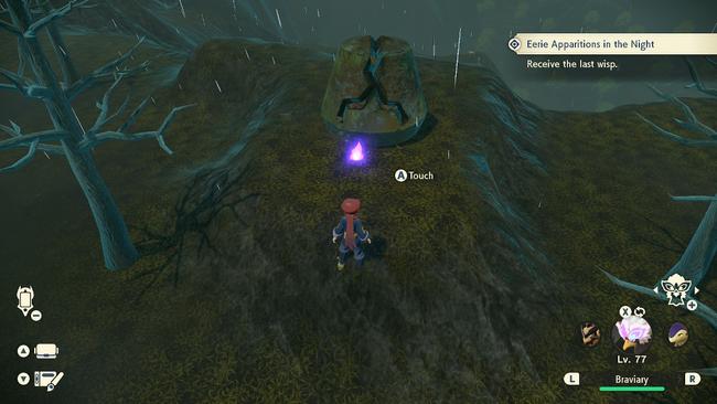 The final Wisp, perched in front of the Shrouded Ruin/s statue