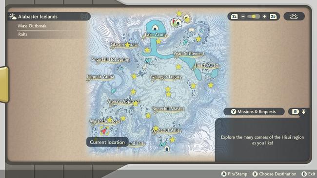 The location for the second Alolan Vulpix, on the in-game map