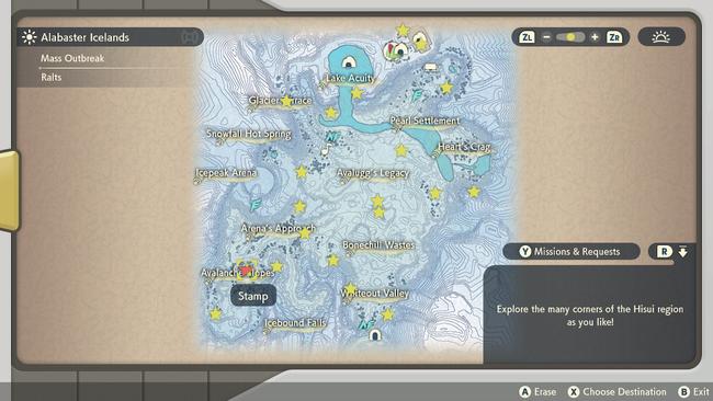 The location for the first Alolan Vulpix, on the in-game map.