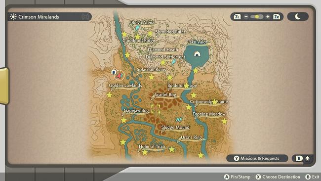 Wisp locations for the Crimson Mirelands.