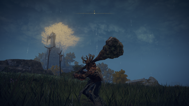 2-handing a giant Troll Club in Elden Ring.