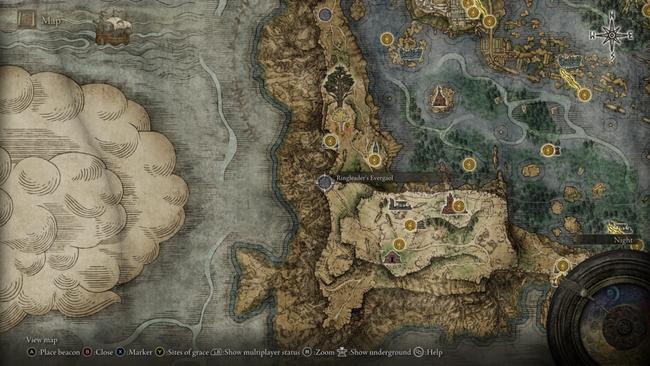 The area pictured is the location of Black Knife Tiche's Ashes, but it cannot be reached from Liurnia. Don't try.