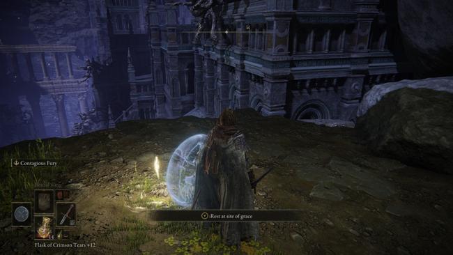Overlooking the buildings of Night's Sacred Ground, home to the Mimic Tear.