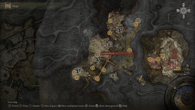 The Site of Grace that's your starting point for the Mimic Tear hunt, shown on the in-game map.