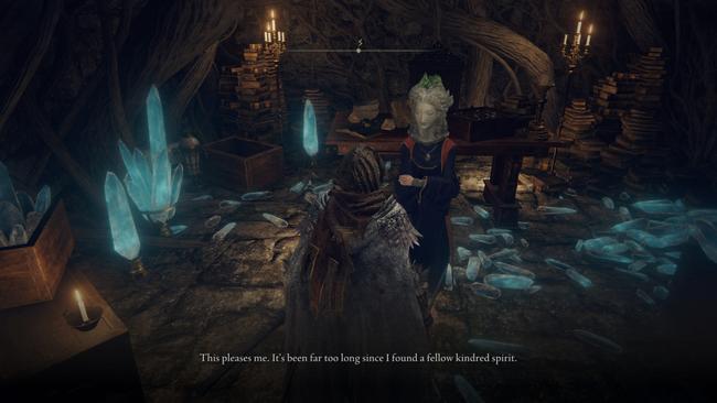 Sorcerer Sellen in her cellar in Elden Ring - where her questline begins.