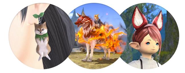 Final Fantasy XIV's Mameshiba Earring, the Euphonious Kamuy Fife, and Tamamo Headband glamour available from the 2022 Moogle Treasure Trove event.