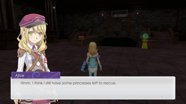 Rune Factory 5's female protagonist, Alice, during a same-gender romance cutscene.