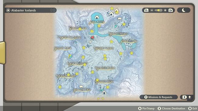 Wisp locations for the Alabaster Icelands
