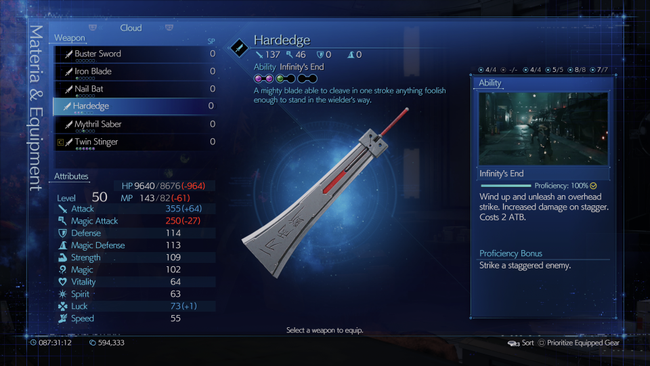 The Hard Edge featured on some iconic CG renders for the original FF7 - the only other sword to do so.