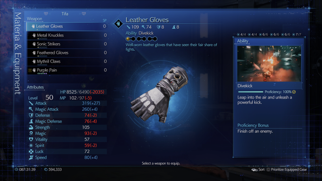 Tifa's default leather gloves have that iconic look.