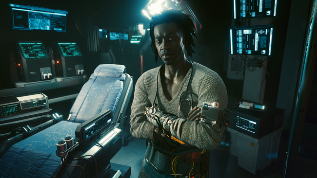 This man is your friend in Cyberpunk 2077. He implants cyberware for freedom.