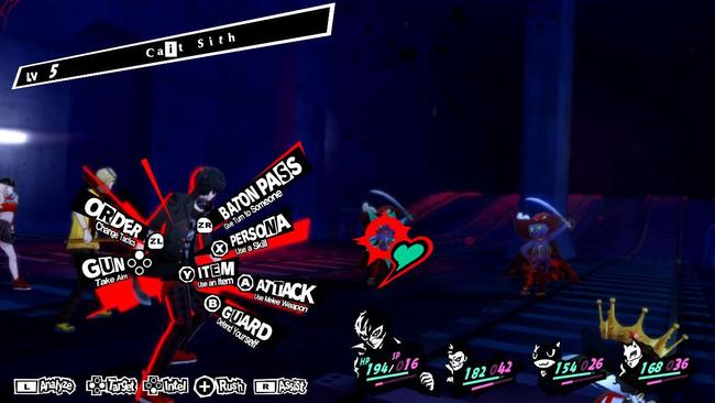 A battle in the Nintendo Switch version of Persona 5 Royal.