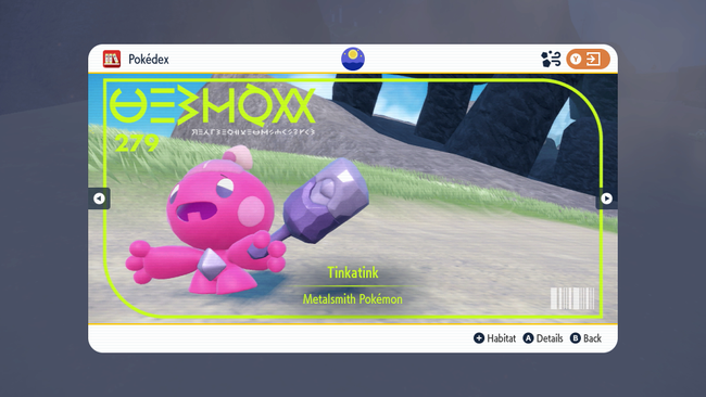 Tinkatink's Pokedex entry cover.