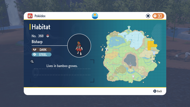 Bisharp's habitat in northeast Paldea.