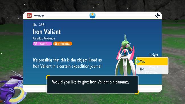 Iron Valiant's Pokedex entry.