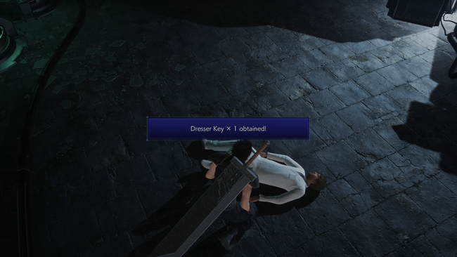 To get the Dresser Key in Crisis Core Reunion, make sure you inspect the unconscious scientist.