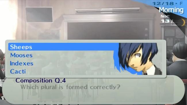 December marks the Final exams in Persona 3; the final finals. Here's the answers to get them correct.
