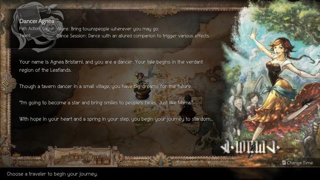 The Octopath Traveler 2 character summary for Dancer Agnea.