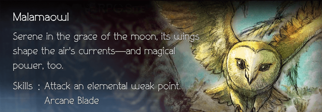Malamaowl, the bird companion, is a valid choice and has magical attacks.