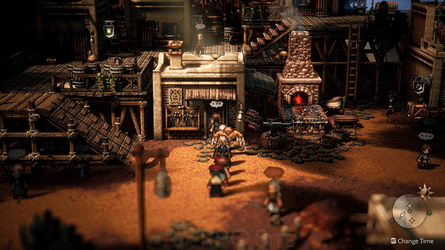 You'll need to take out this pesky Debt Collector with a path action to get inside the building.