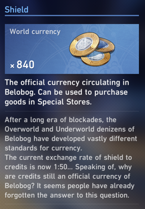 Shield World Currency Honkai Star Rail