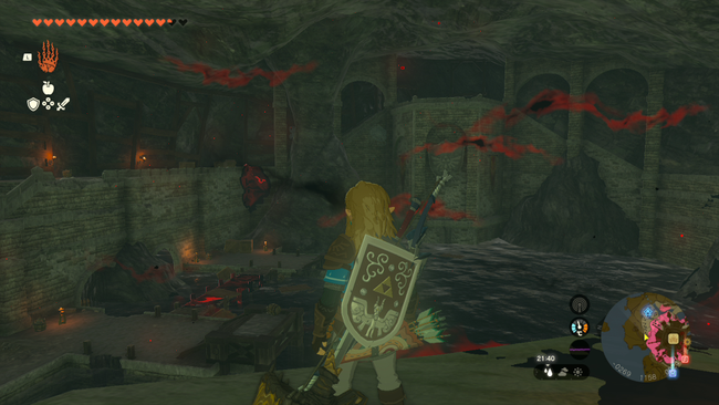 There's a pretty obvious clue as to the shield's location - a stone statue of it.