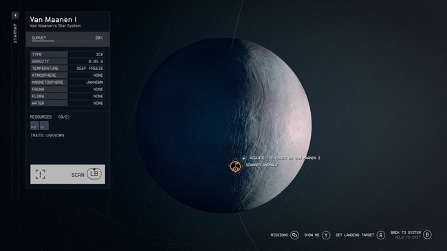 Scanner Anomalies first show up on the map of a planet, after Vladimir points you towards it. But once you're on the surface, you're on your own and ahve to use your own tools to investigate its source - no waypoints.
