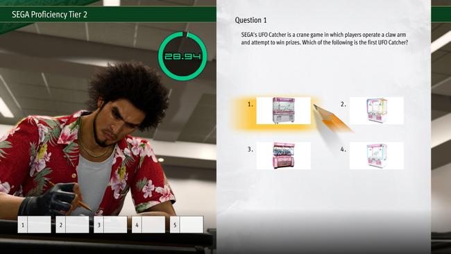 Ichiban takes a test on the history of SEGA at the Vocational School in Like a Dragon Infinite Wealth.