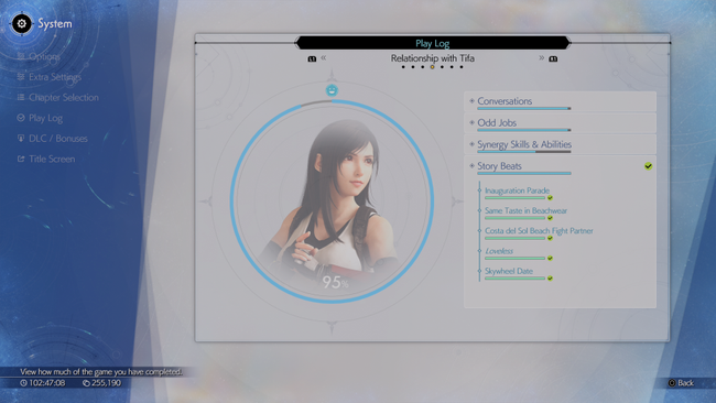 In the post game, you can view a more detailed relationship summary in the Play Log.