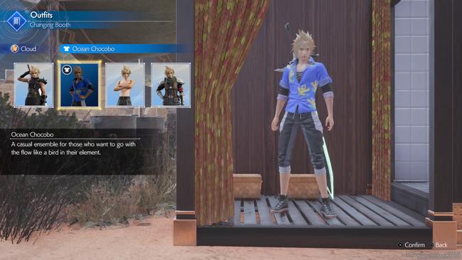 Cloud's Ocean Chocobo outfit in FF7 Rebirth.
