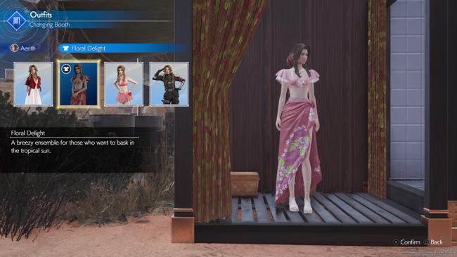 Aerith's Floral Delight outfit in FF7 Rebirth.