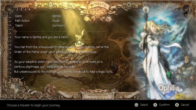 Ophilia is a great healer, but perhaps not the best starting character choice.