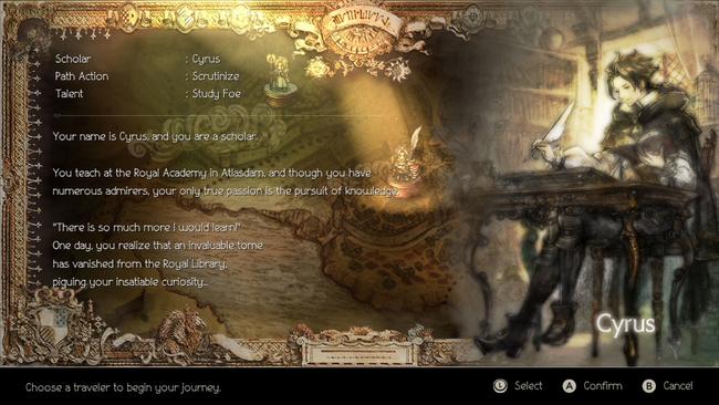Cyrus is Octopath Traveler's classic Mage style character.
