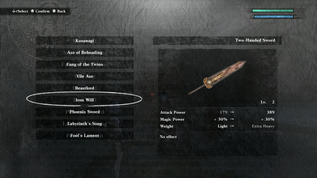 A hugely heavy two-handed sword, it has an immense attack stat.